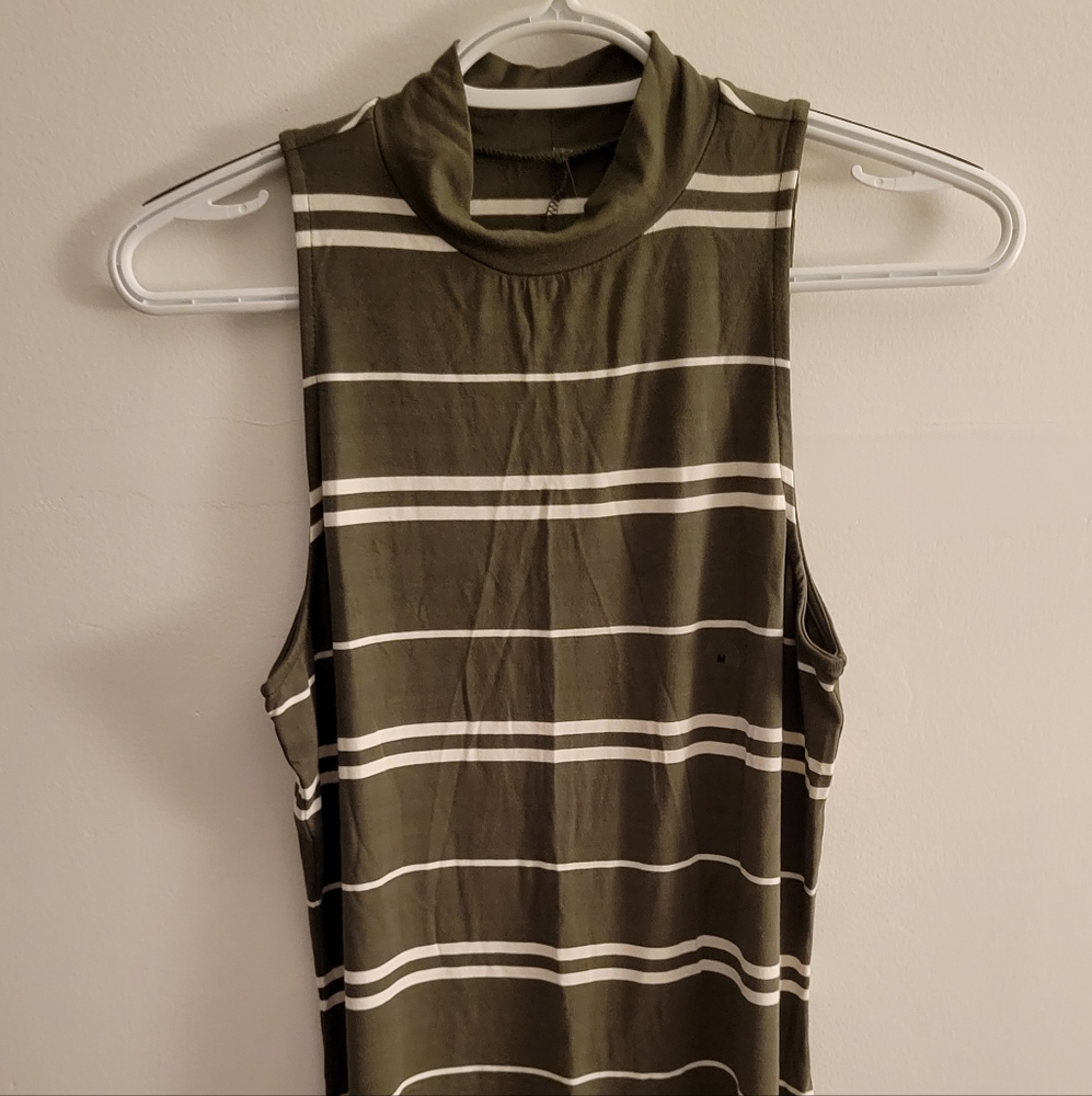 Dark Green and Cream Juniors Dress